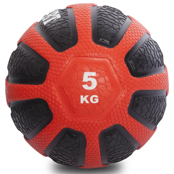 Медбол м'яч медичний Medicine Ball Zelart FI-0898-5 Чорний-червоний — фото 3