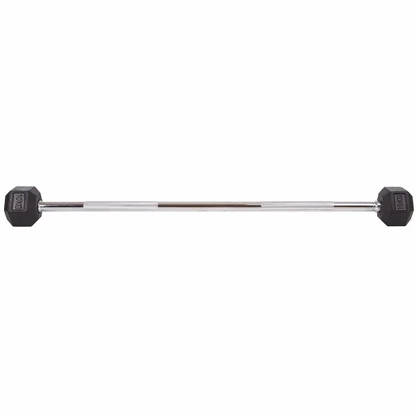 Штанга фиксированная прямая прорезиненная Record Rubber Hexagon Barbell TA-6230-10 Черный — фото 2