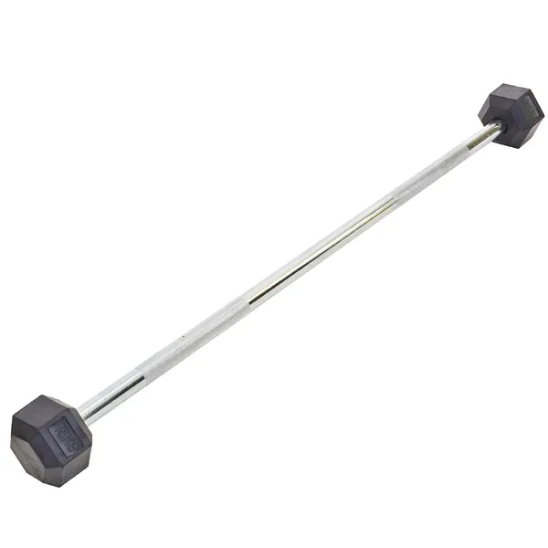 Штанга фіксована пряма прогумована Record Rubber Hexagon Barbell TA-6230-15 Чорний