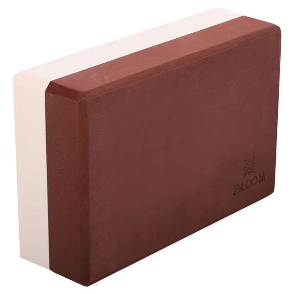 Блок для йоги двокольоровий BLOOM YOGA BRICK Коричневий-білий LB7041 — фото 2