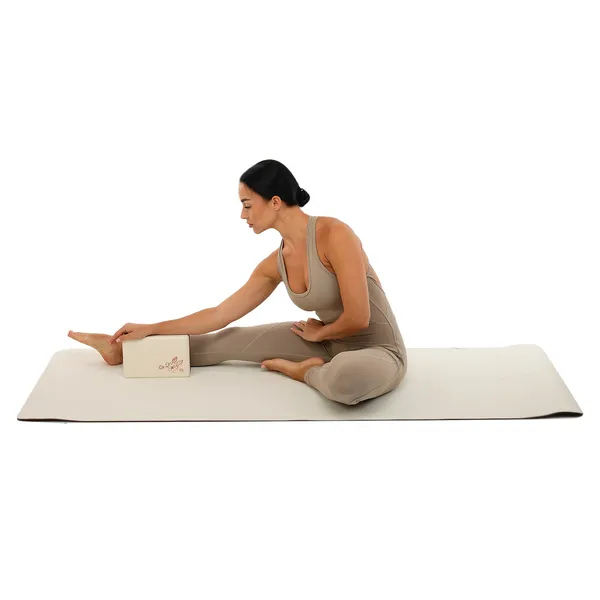 Блок для йоги двокольоровий BLOOM YOGA BRICK Коричневий-білий LB7041 — фото 6