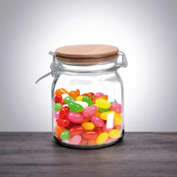 Скляна банка 1,2 л для зберігання сипучих продуктів, із затискачем та 