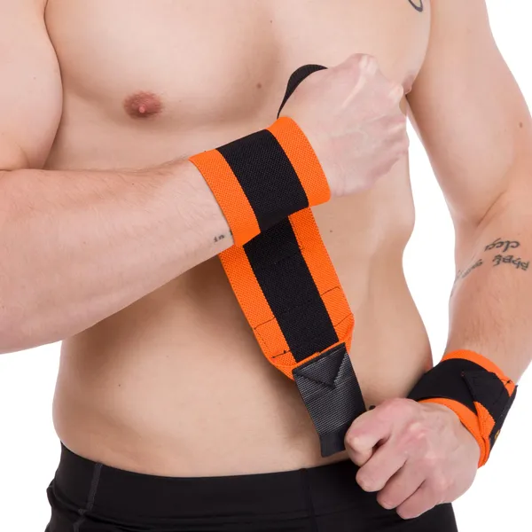 Бинти кистьові для жиму STRENGTH WRIST WRAPS Zelart TA-7807 Чорний-помаранчевий — фото 3