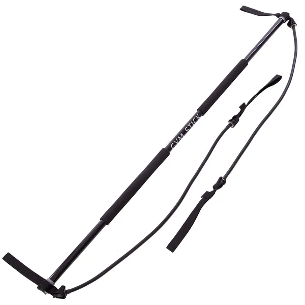 Гімнастична палиця з еспандерами Gym Stick для фітнесу SP-Sport Чорна FI-4412