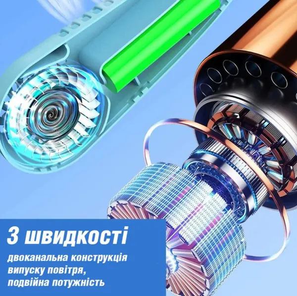 Безлопатевий вентилятор на шию акумуляторний FAN-01 тришвидкісний 1200 mAh та живлення від usb Зелений — фото 5