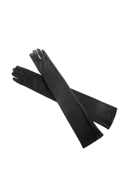 Рукавички атласні Halloween Чорний (19-595BLK) (One size)