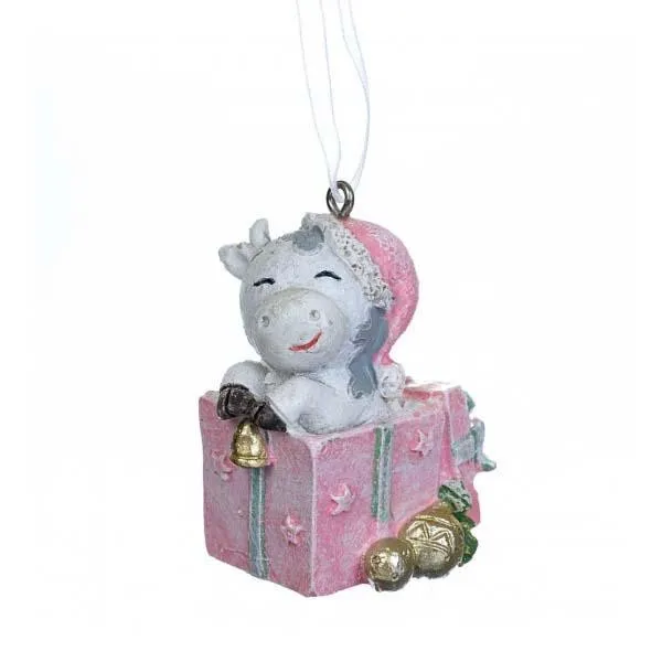 Елочная игрушка Elso Бычок с подарком (2007-023)