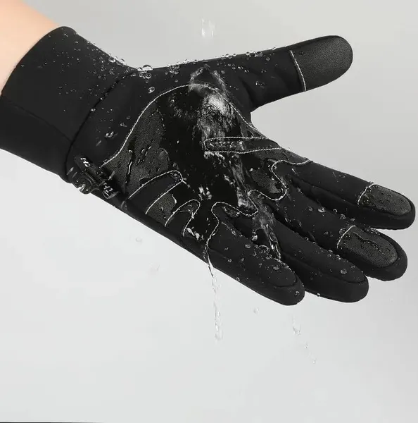 Зимові рукавички спортивні водонепроникні сенсорні (для смартфона) флісові чорні (теплі, біг, лижі, туризм) р-р (Q809) XL — фото 2