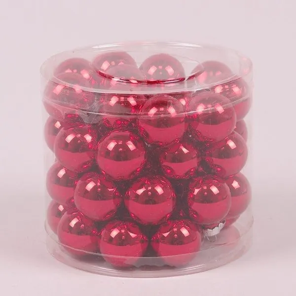 Шары новогодние стеклянные D 3 см 45 шт. (44552), красные, шары на елку, елочные игрушки