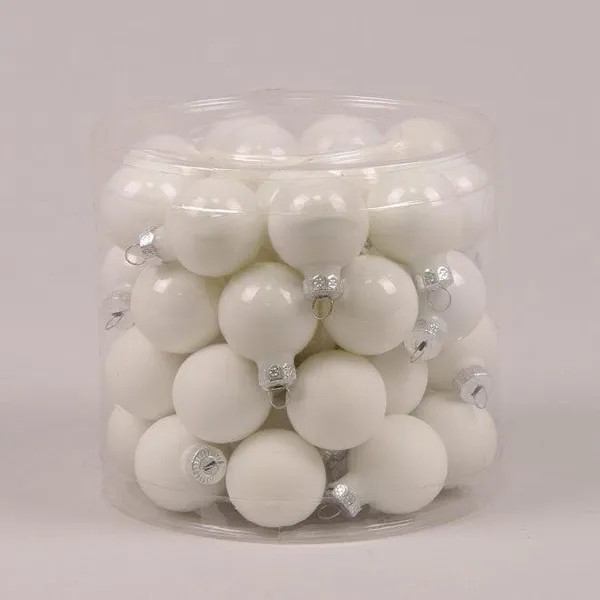 Шары новогодние стеклянные D 3 см 45 шт. (44540), белые, шары на елку, елочные игрушки