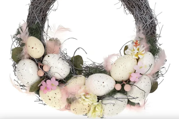 Декоративний Великодній вінок Easter c крашанками, 26см, зефірно-рожевий — фото 2