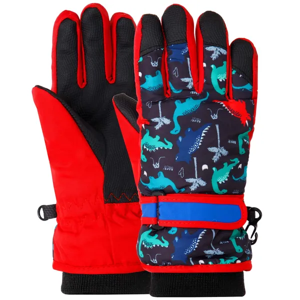 Рукавички лижні дитячі зимові LUCKYLOONG C-1699 L-XL чорний-червоний