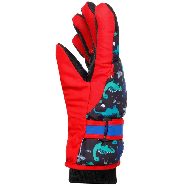 Рукавички лижні дитячі зимові LUCKYLOONG C-1699 L-XL чорний-червоний — фото 2