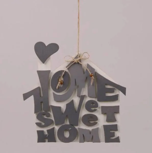 Підвіска дерев'яна Flora HOME SWEET HOME з сірим написом 29589