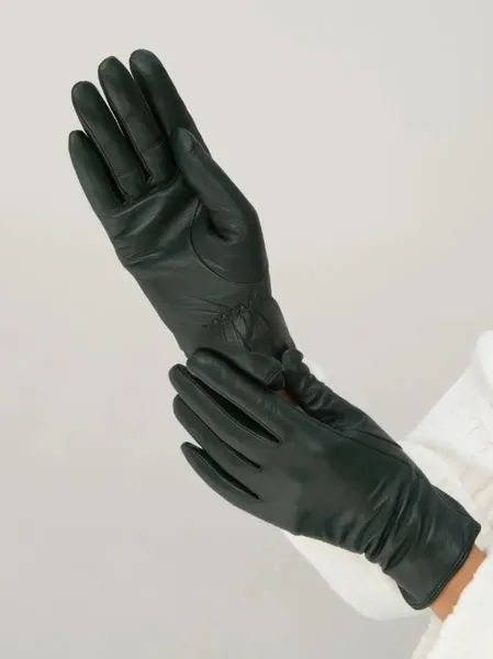 Рукавички жіночі натуральні шкіряні зимові 2XL (9) (21-23 см) Чорні з підкладкою з вовни утеплені (G-01) — фото 3