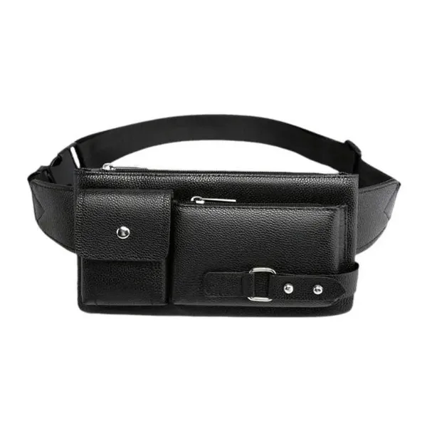 Мужская сумка поясная и нагрудная из кожзаменителя kk900-2 Black