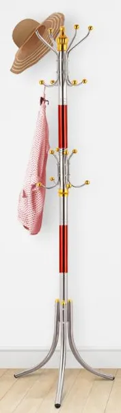 Підлогова вішалка для одягу Coat Rack (тринога), 16 гачків, металева Червона — фото 2