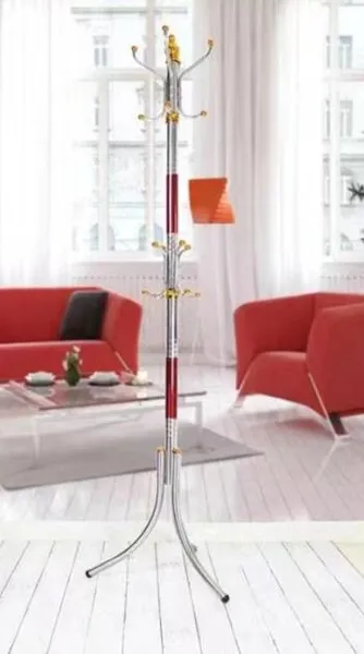 Підлогова вішалка для одягу Coat Rack (тринога), 16 гачків, металева Червона — фото 3