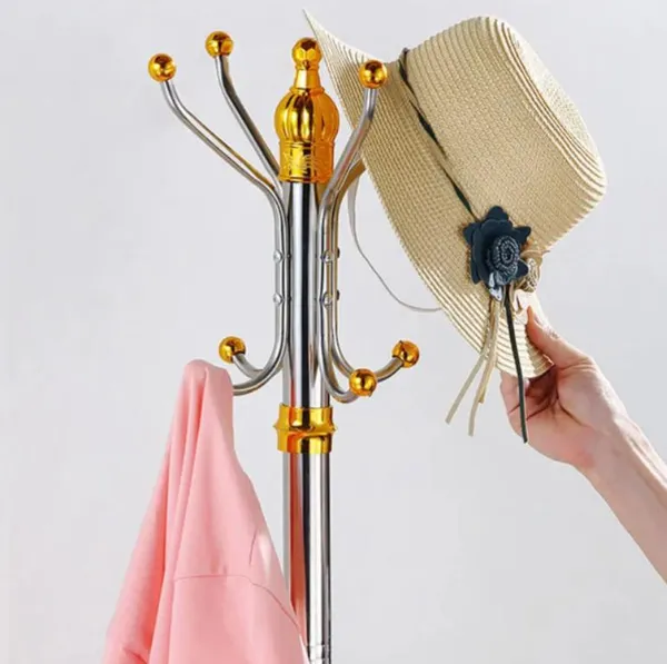 Підлогова вішалка для одягу Coat Rack (тринога), 16 гачків, металева Червона — фото 4