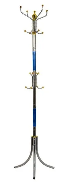 Підлогова вішалка для одягу Coat Rack (тринога), 16 гачків, металева Синя