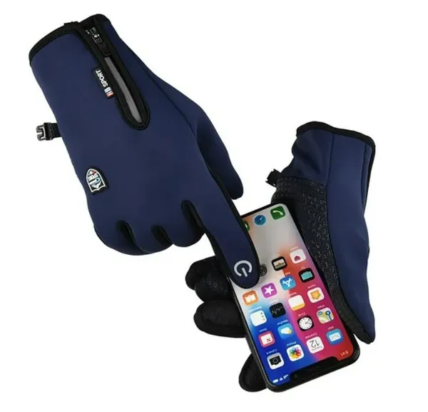 Утеплені спортивні рукавички з захистом від вітру та вологи, сенсорні, Сині А10 р. XL — фото 2