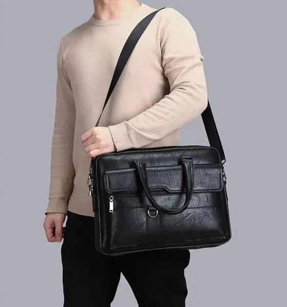 Чоловіча ділова сумка-портфель для ноутбука 0027-1/1108 Black — фото 2