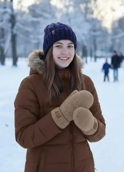 Підліткові флісові рукавички Teddy W-7-3 Коричневий