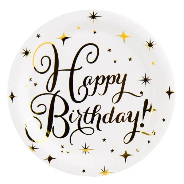 Набір тарілок "Happy Birthday", 10 шт, 18 см 9092-010 Золотий