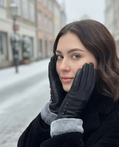 Рукавички жіночі натуральні шкіряні зимові 2XL (9) (23-25 см) Чорні з підкладкою із вовни утеплені (G-05) — фото 2