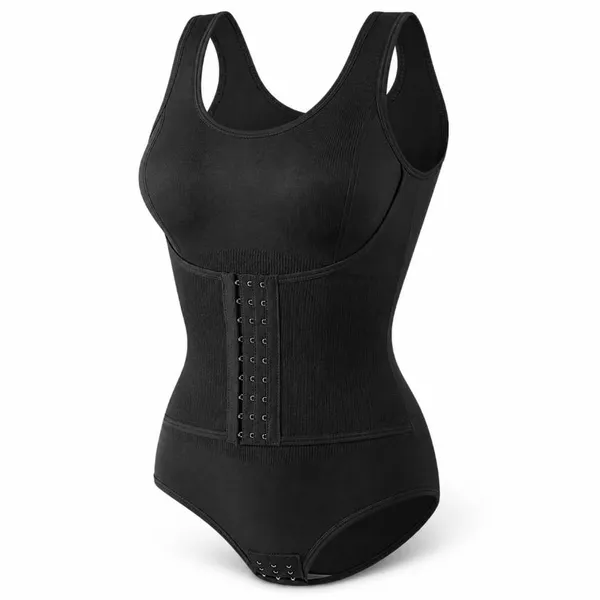 Коригуюче жіноче боді з корсетним поясом, розмір 3XL, чорний