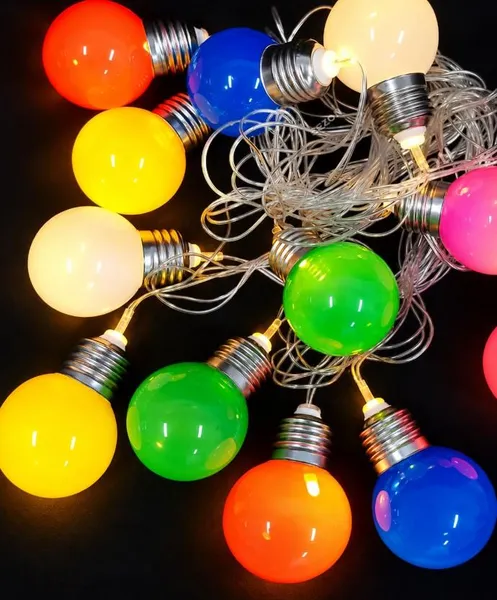 Гірлянда Райдужні лампочки 12 LED, 5 м, теплий білий, з перехідником, 