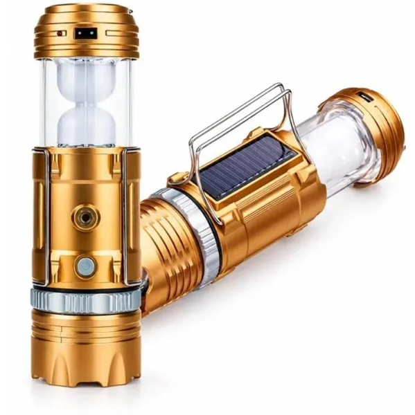 Ліхтарик кемпінговий HB-9688, 8 LED + 3W Warm LED, акумуляторний, із сонячною панеллю та USB — фото 2