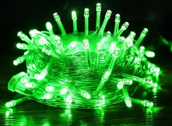Гірлянда на 6 м., 88 LED діодів, дріт гнучкий білий, свічення однотонне Зелене від 220В (на ялинку, штору, вікно, стіну) — фото 2
