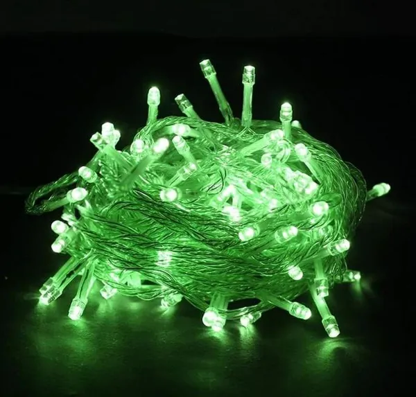Гірлянда на 6 м., 88 LED діодів, дріт гнучкий білий, свічення однотонне Зелене від 220В (на ялинку, штору, вікно, стіну) — фото 4