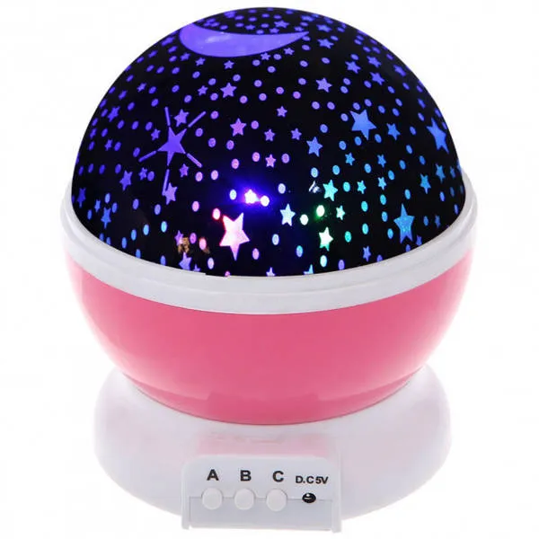 Обертовий нічник-проектор "Зоряне небо" Star Master у формі кулі рожев