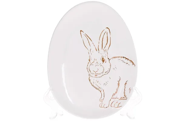 Блюдо великоднє керамічне овальне з малюнком Bunny, 16.5 см, колір - б