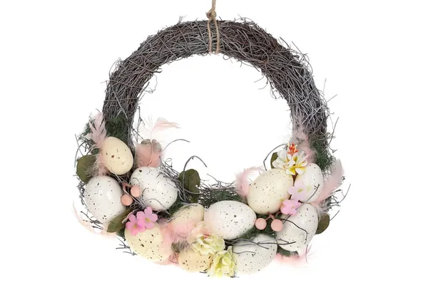 Декоративний Великодній вінок Easter c крашанками, 26см, зефірно-рожев