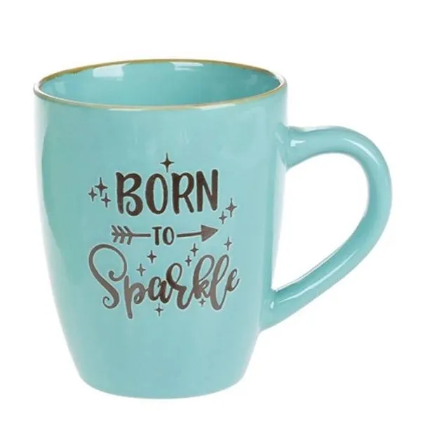 Кружка керамічна Born to Sparkle, 360мл, 344-131 Бірюзовий