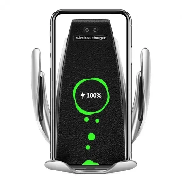Автомобільний сенсорний утримувач Penguin Smart Sensor S5 QI з бездротовою зарядкою 10w Black датчик руху - автоматично розсуває ніжки утримувача — фото 4