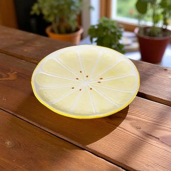 Блюдо керамічне Lemon D25.5 см жовтий 928-058, стильне літне сервірування столу