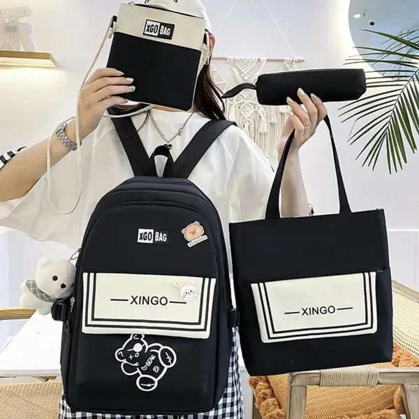 Рюкзак 4 в 1 шкільний для дівчинки XGO BAG (набір: рюкзак, шоппер, пенал, сумочка), чорний — фото 2