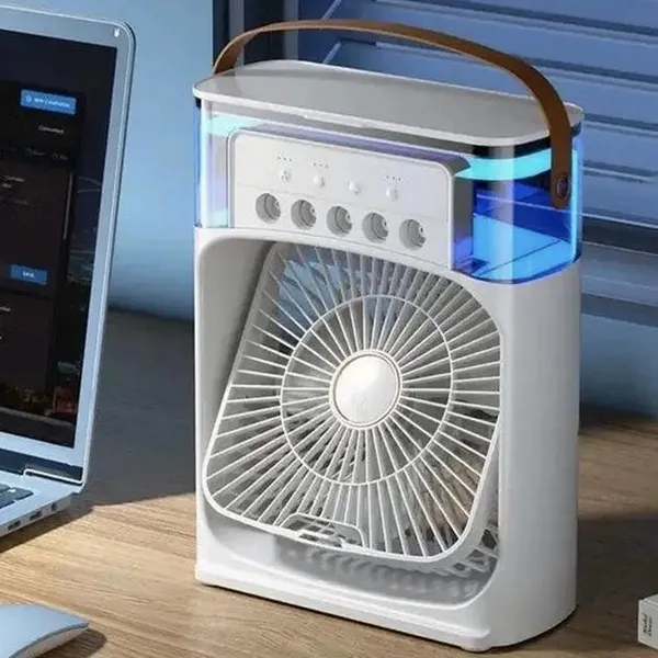 Вентилятор-кондиционер с распылителем водяного тумана и LED подсветкой USB Белый — фото 3