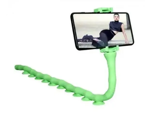 Тримач для телефону із присосками Cute Worm Lazy Holder Черв'як з поворотом на 360 градусів Зелений — фото 3