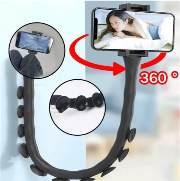 Тримач для телефону із присосками Cute Worm Lazy Holder Черв'як з поворотом на 360 градусів Зелений — фото 5