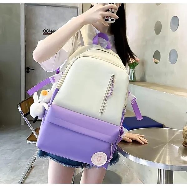 Рюкзак 4 в 1 шкільний для дівчинки G-Bag (набір: рюкзак, шоппер, пенал, сумочка), фіолетовий — фото 4