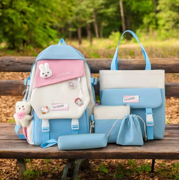 Рюкзак 5 в 1 шкільний для дівчинки Fashion/Rabbit (набір: рюкзак, шопп