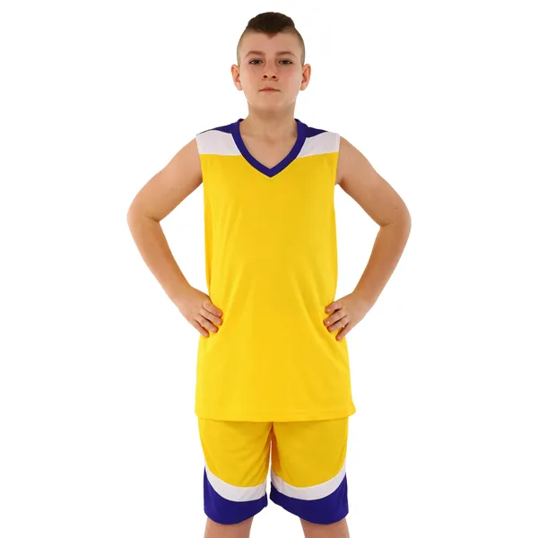 Форма баскетбольна майка та шорти LIDONG L050 3XL Жовтий/Фіолетовий — фото 6