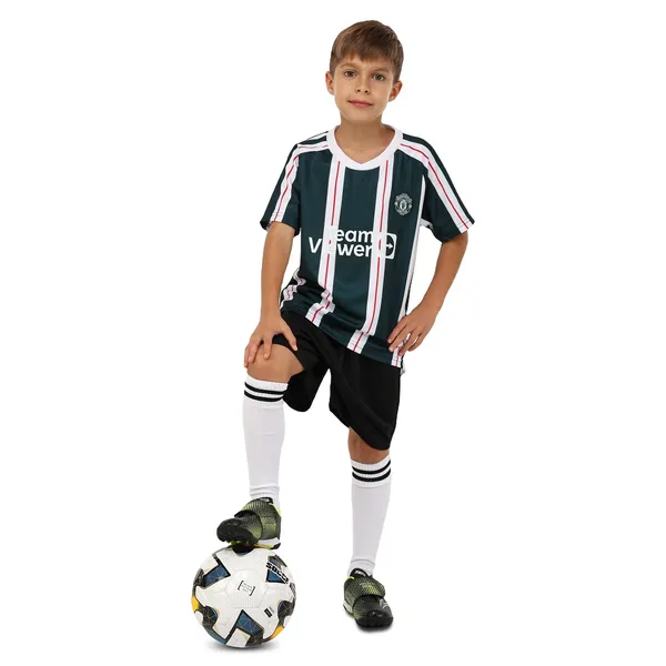 Форма футбольна дитяча із символікою футбольного клубу MANCHESTER UNITED гостьова 2024 SP-Planeta CO-6217 20 чорний-білий — фото 5