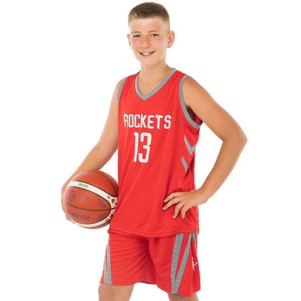Форма баскетбольна дитяча NBA клуб Houston Rockets 13 BA-0966 2XL Червоний/Сірий — фото 4