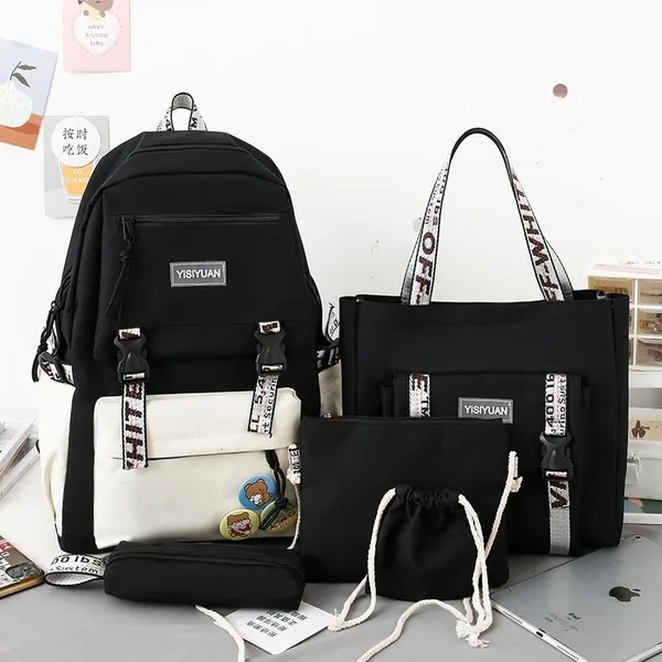 Рюкзак 5 в 1 шкільний для дівчинки OFF-White (набір: рюкзак, шоппер, п